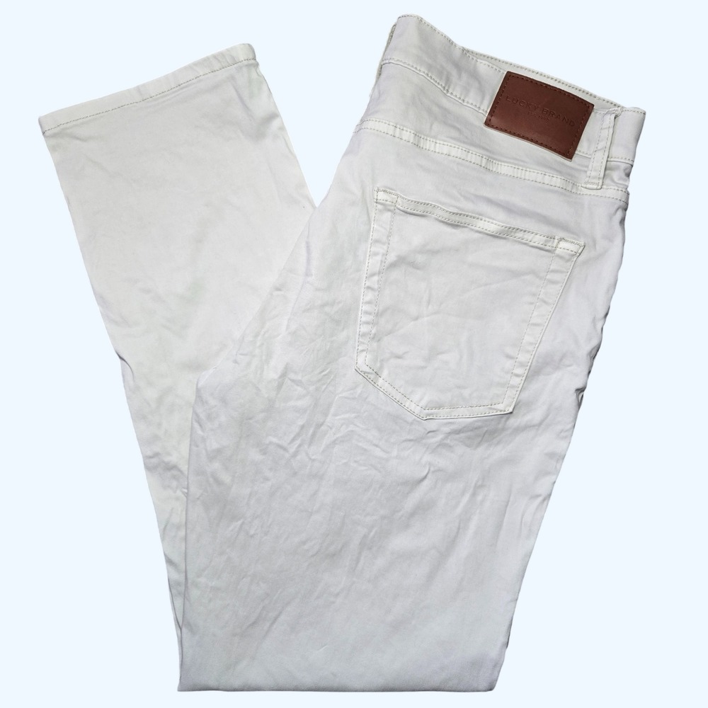 Lucky Brand 223 Straight Leg Pants Mens 34x30 Off White Beige Cream Chinos READ